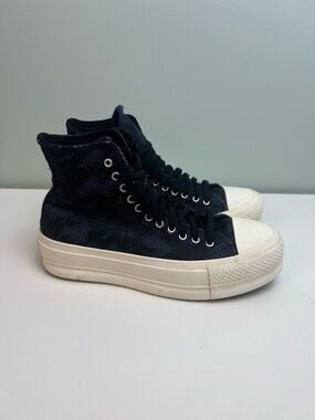 Converse Chuck Taylor All Star High Top Uncharted Waters Black Lace Purple Sz 6
